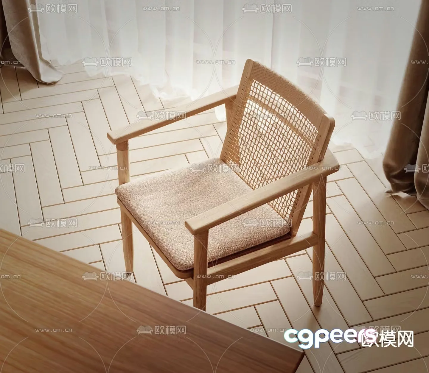 Nordic rattan leisure chair 3d model