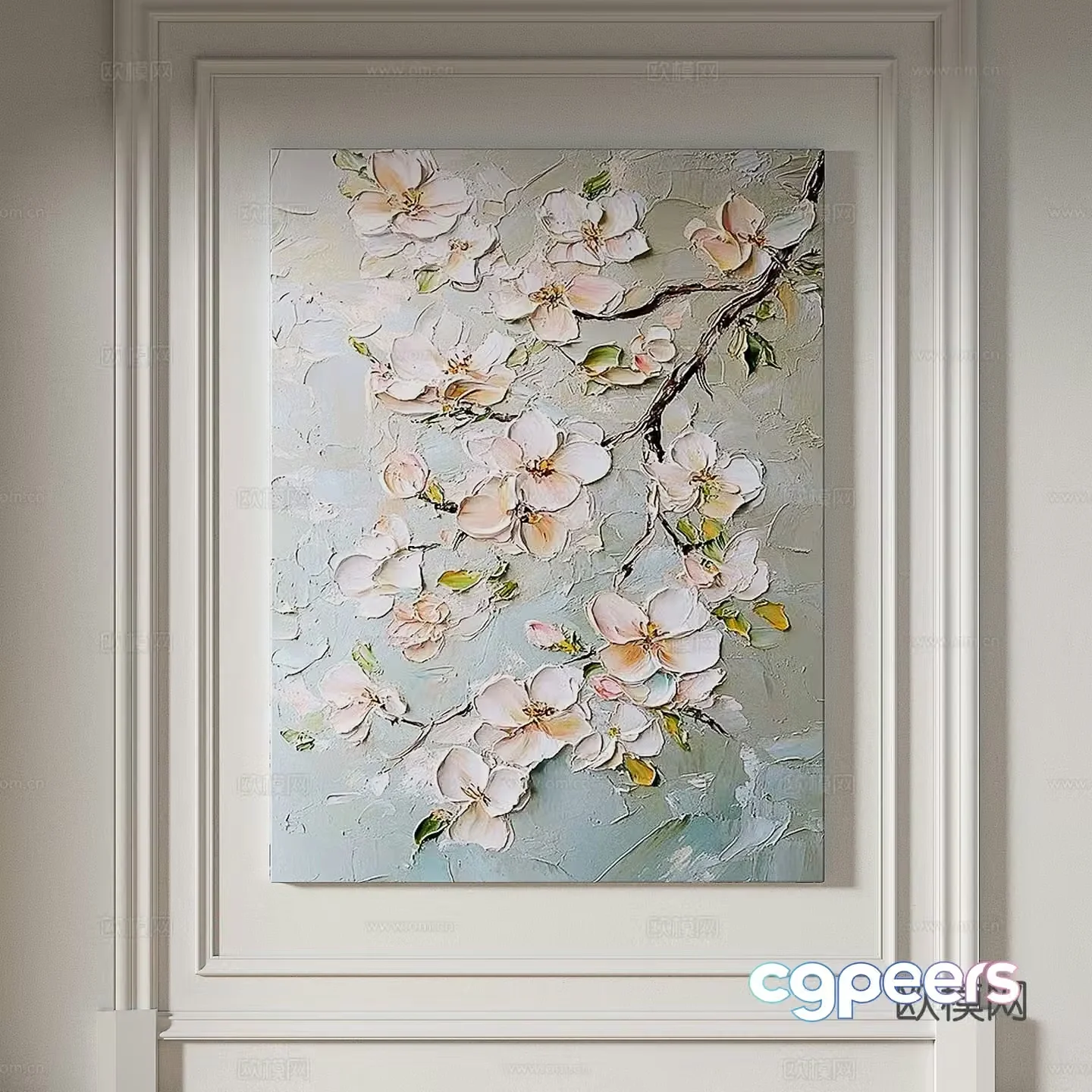 Modern creamy style simple texture abstract light luxury wasabi three-dimensional decorative painting 3d model