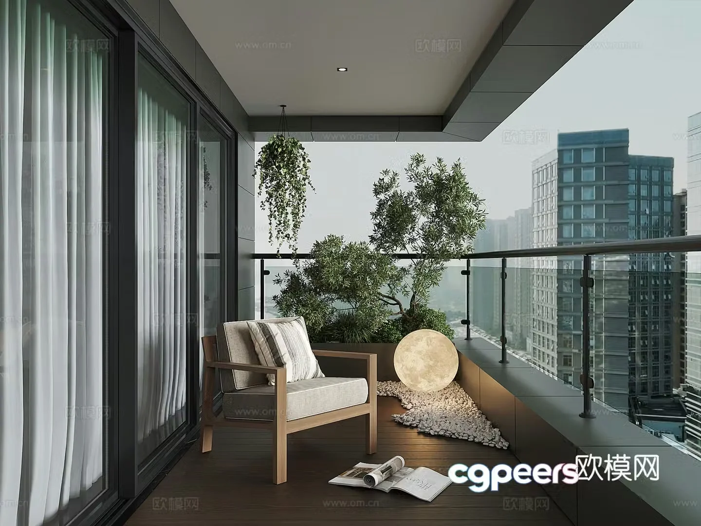 Modern home balcony 3d model