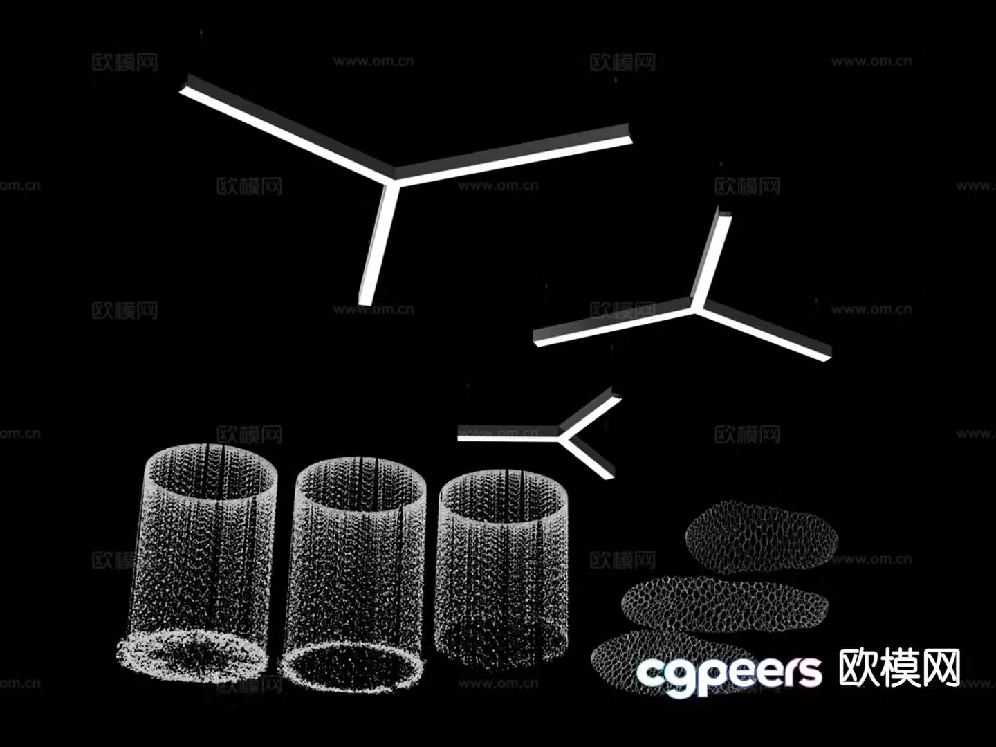 Water curtain decorative lamp geometric ceiling lamp 3d model