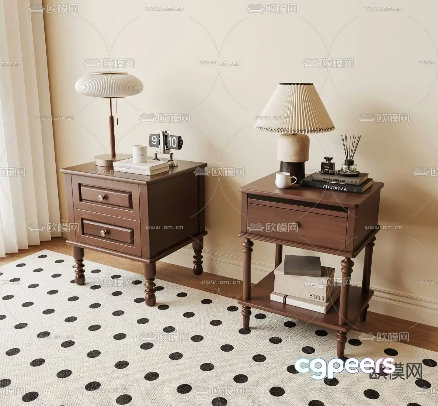 Medieval style bedside table 3d model