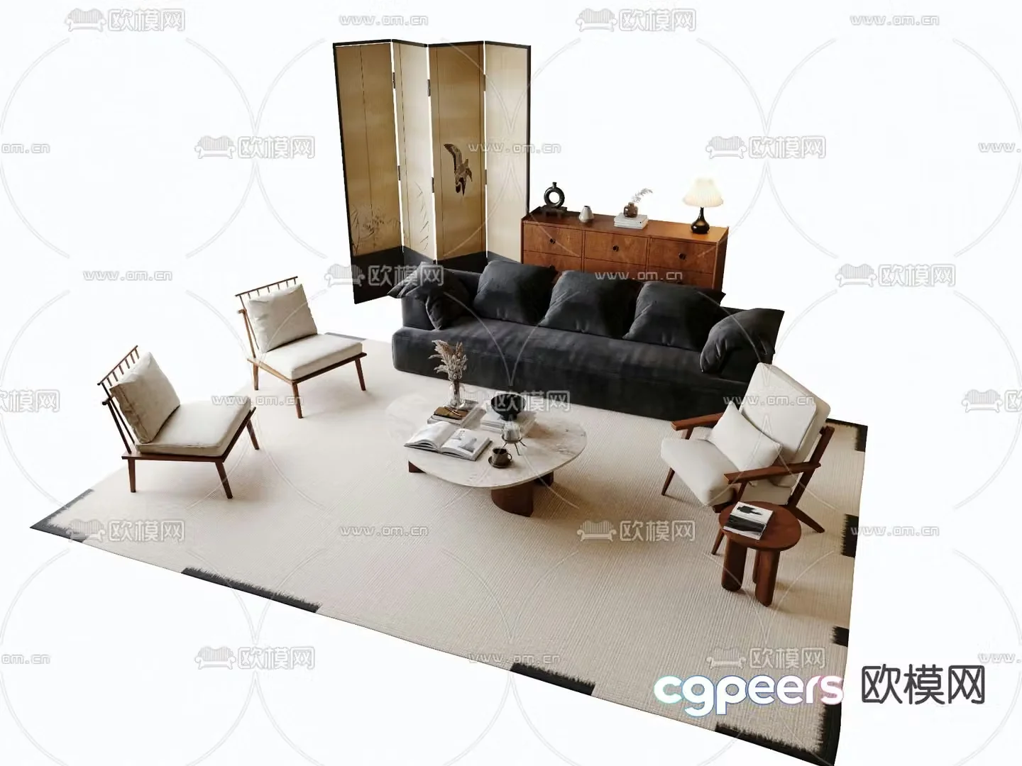 Medieval style modular sofa 3D model