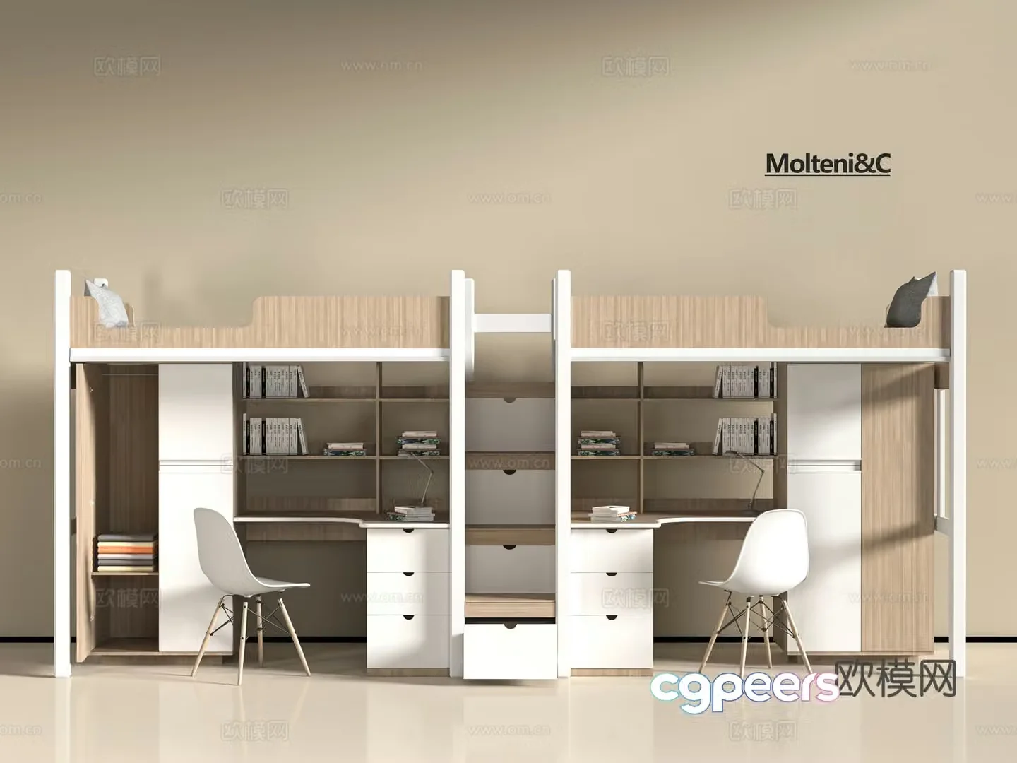 Modern dormitory bed 3d model