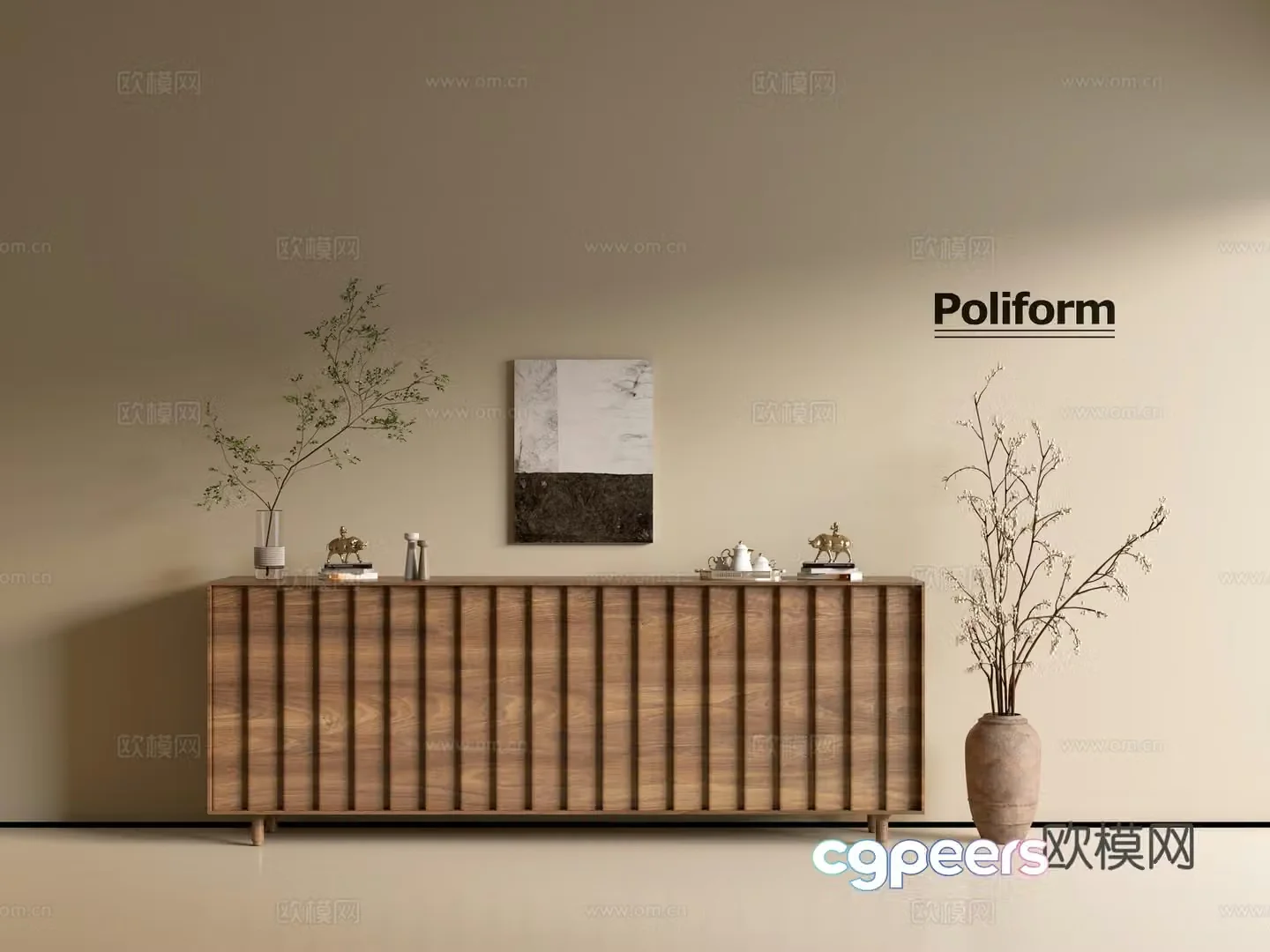 Modern wood grain cabinet ins wind minimalist wind cabinet whole cabinet sideboard balcony cabinet storage 3D model