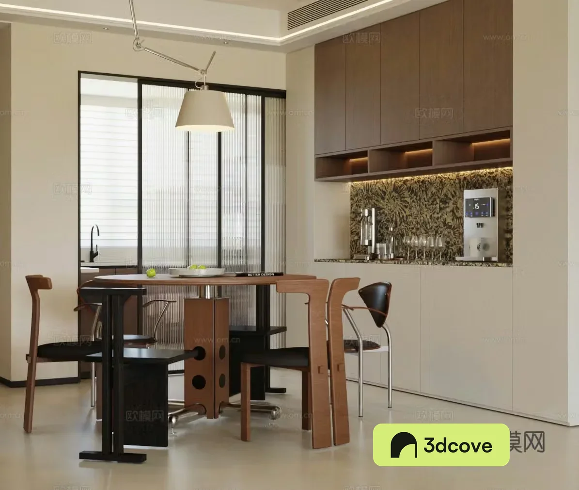 Modern medieval home restaurant Retro style restaurant Medium style restaurant Medium style dining table and chair Dining chair 3d model