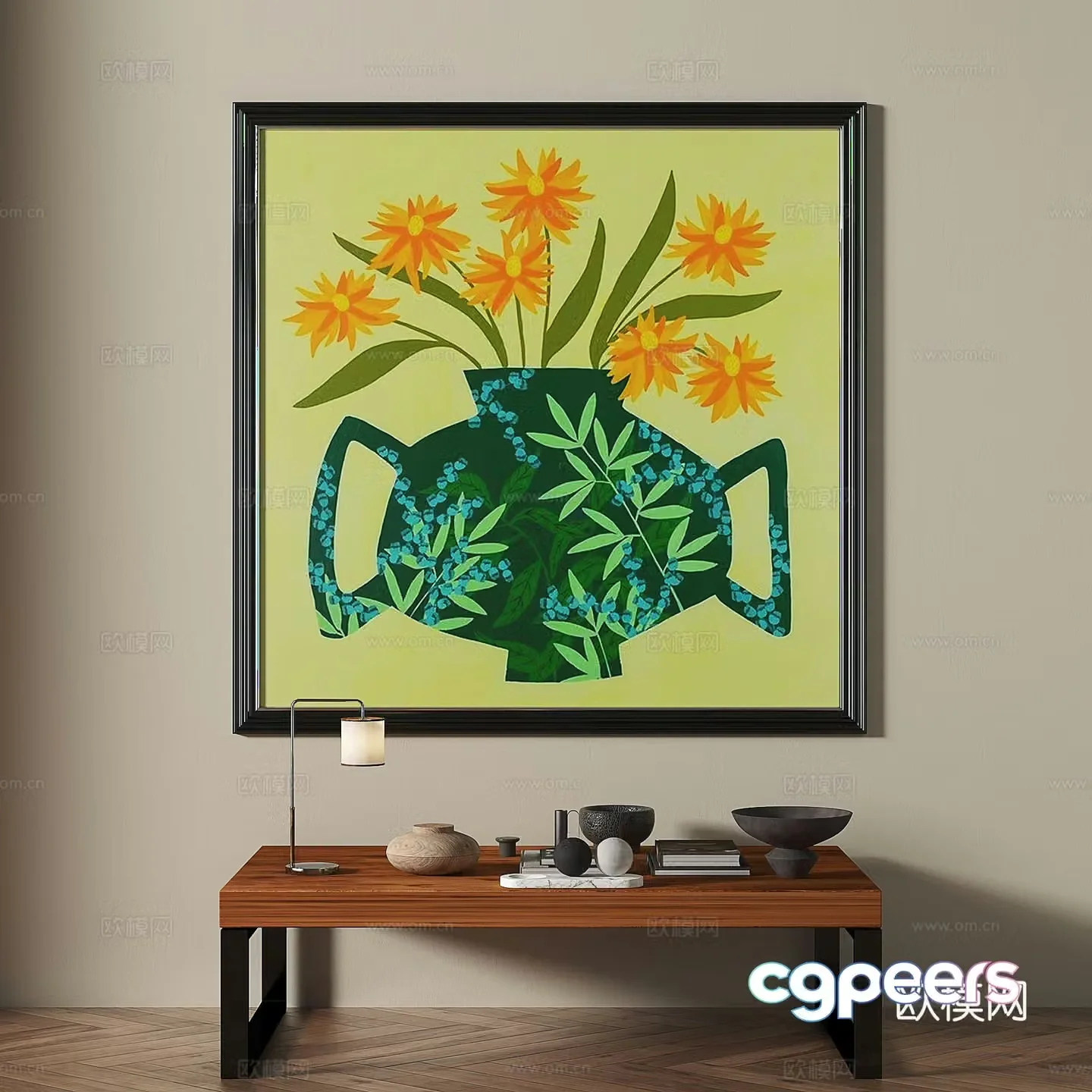 Middle-aged art painting decorative painting 3d model