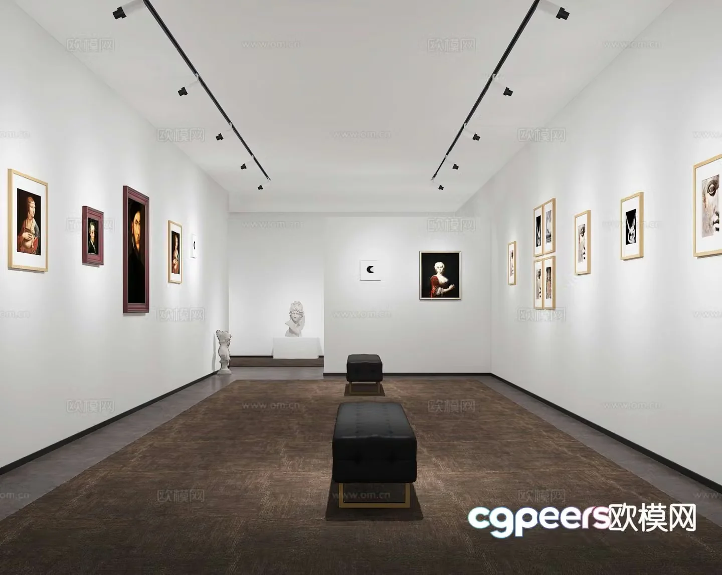 Modern art exhibition exhibition hall 3d model