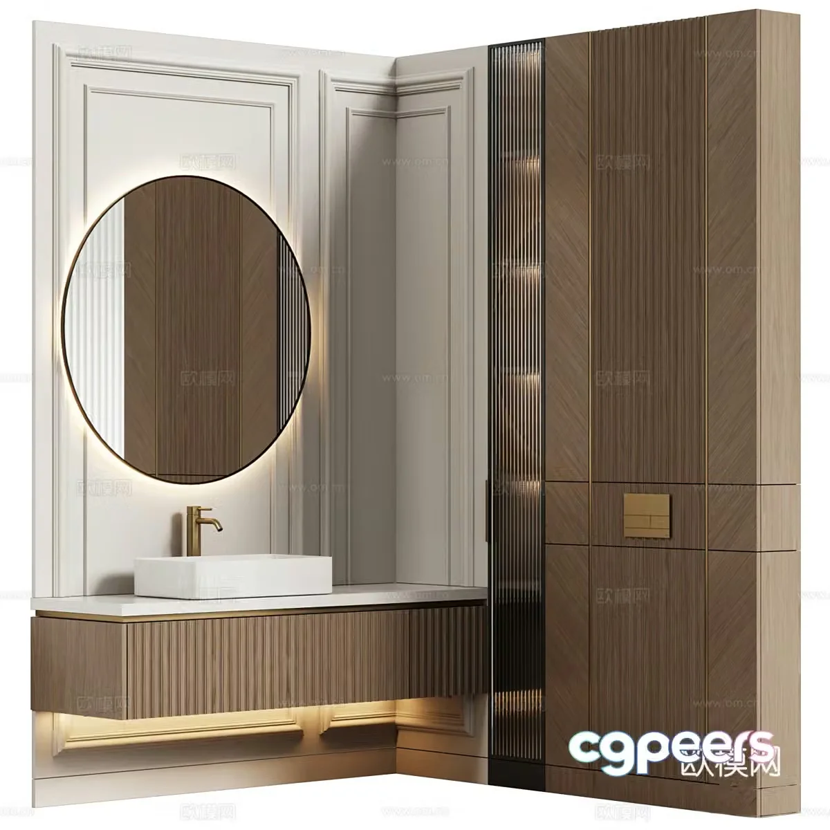 New Chinese style light luxury bathroom cabinet 3D model