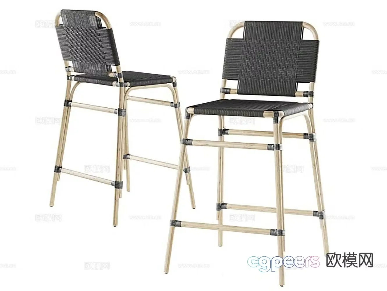 Nordic bar stool bar stool high stool 3d model