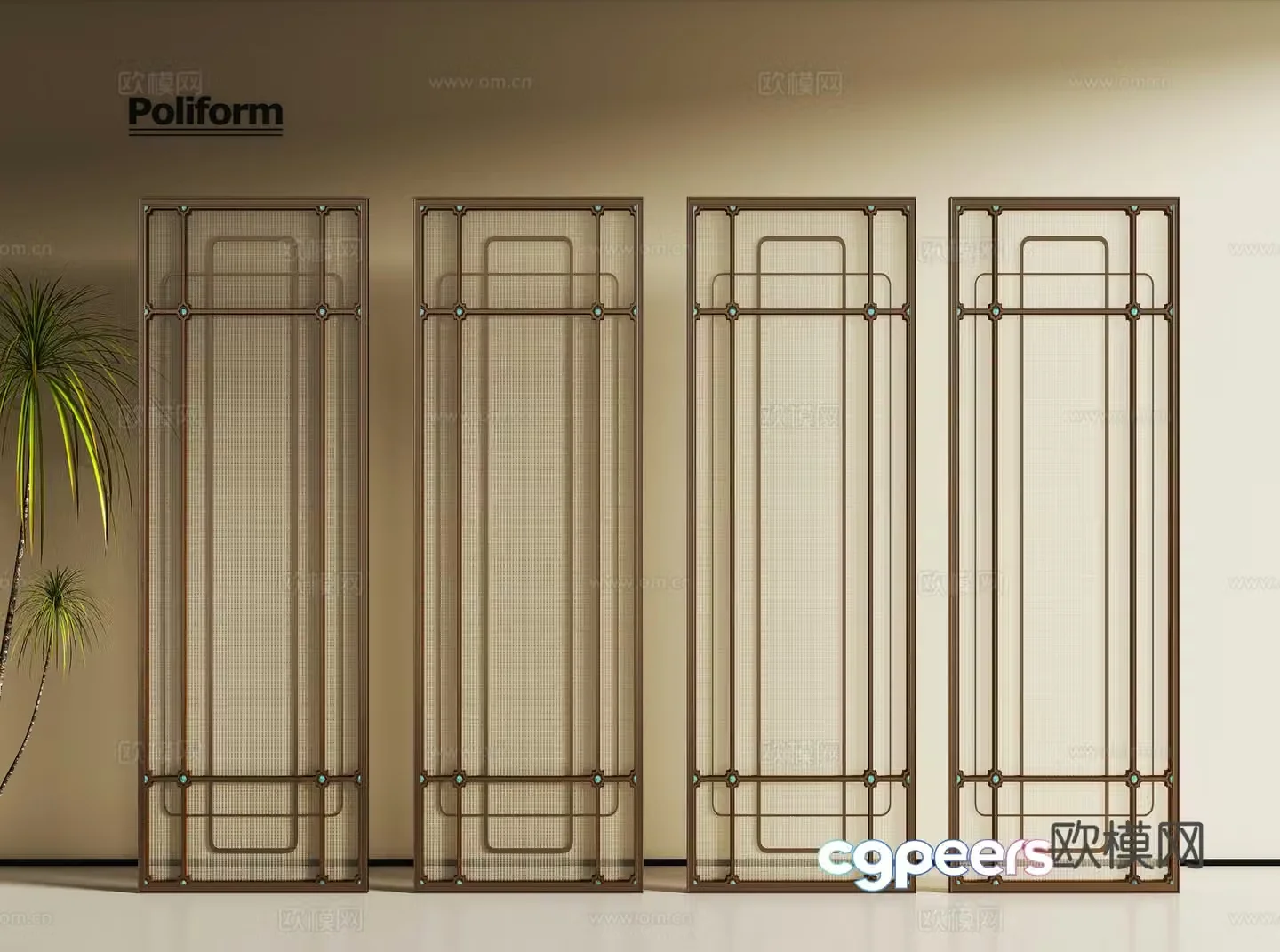 Modern glass screen partition 3d model