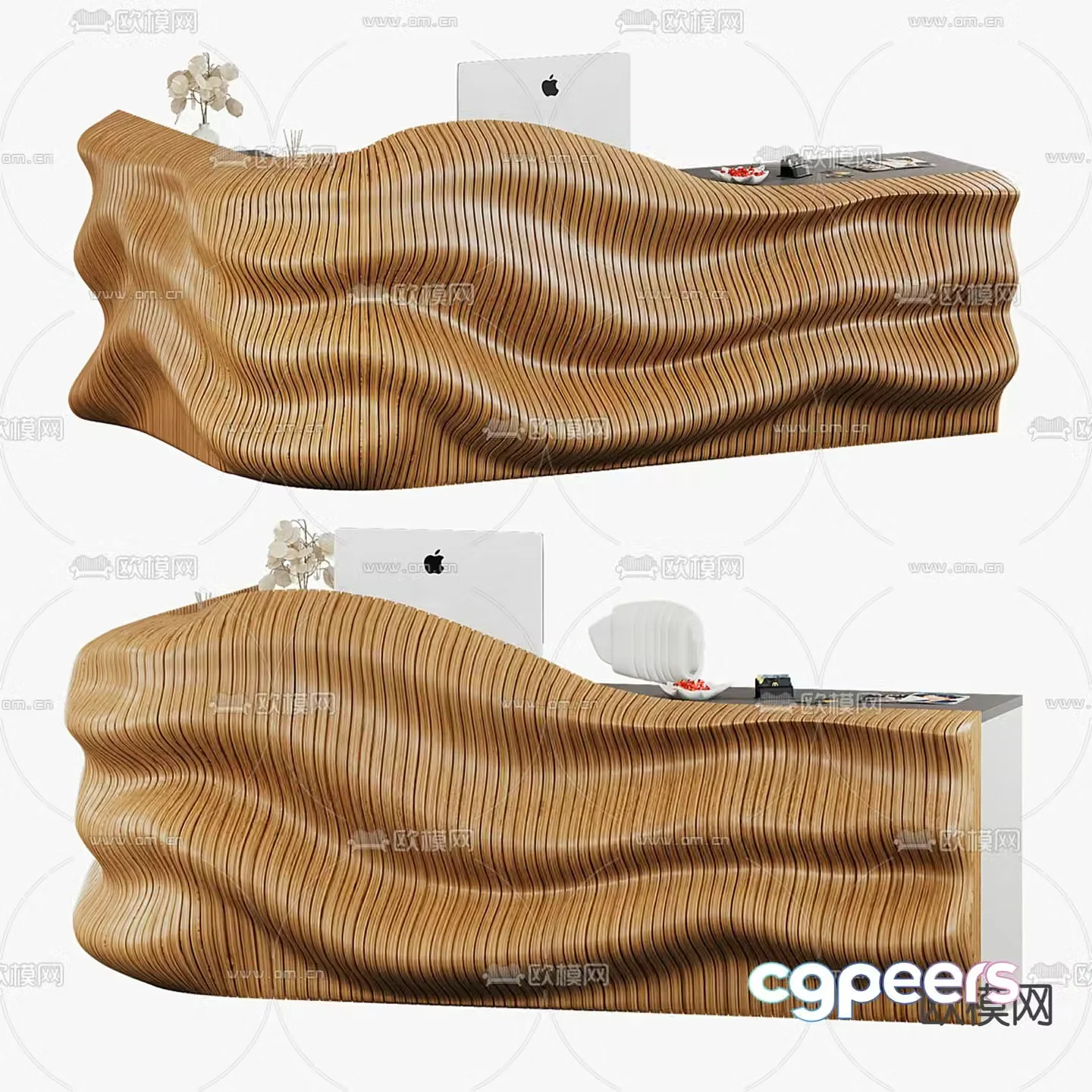 Modern front desk reception desk service desk 3d model