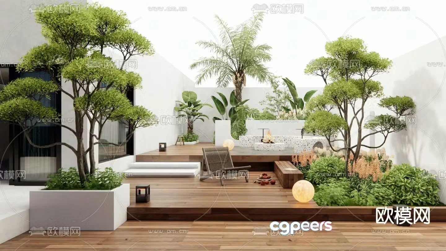 Villa courtyard garden landscape 3d model