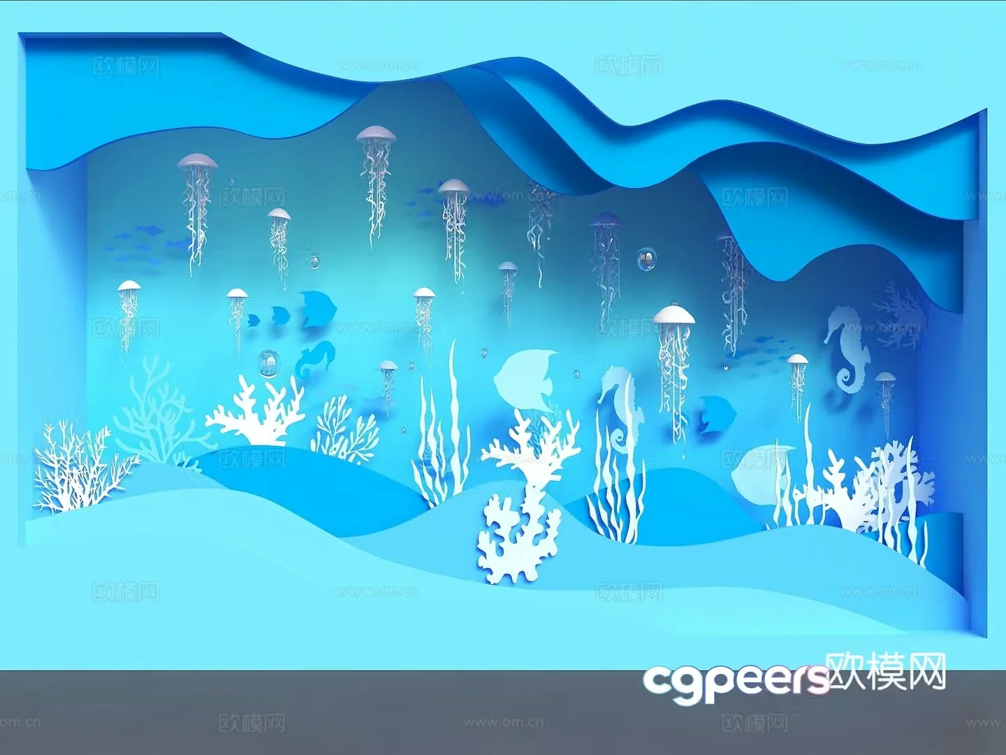Modern window beauty exhibition ocean decoration window underwater world beauty exhibition summer ocean beauty exhibition beautiful 3d model