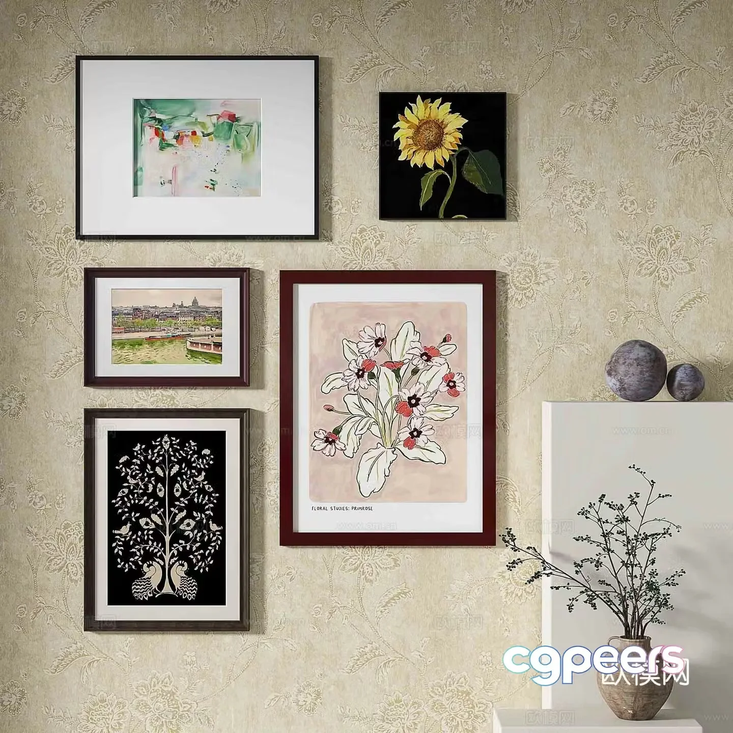 Modern abstract painting decorative painting 3d model