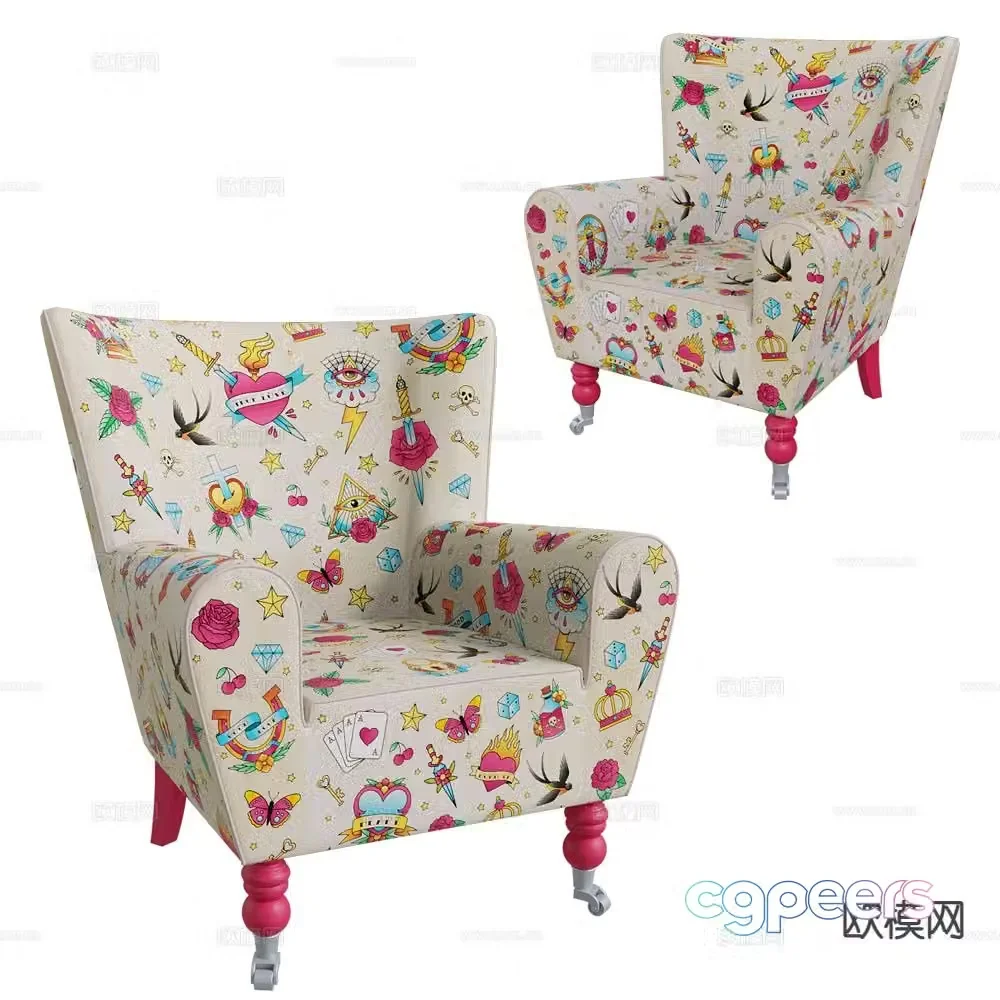 Pop Label American sofa chair leisure sofa 3d model