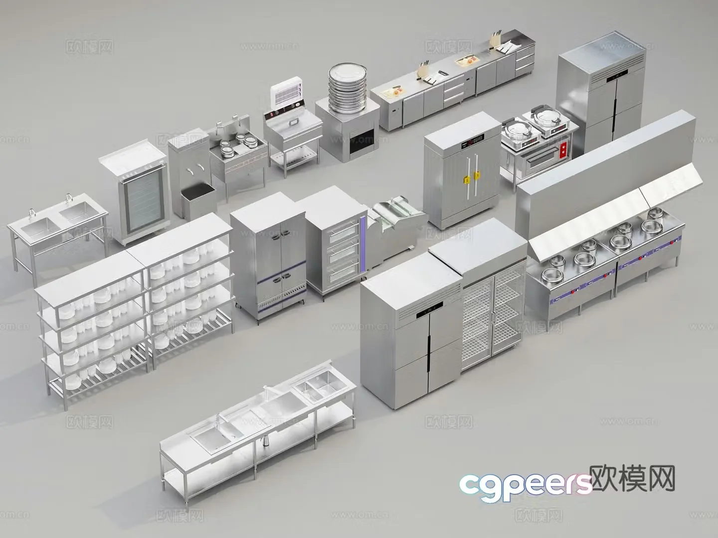 Hotel kitchen equipment 3d model