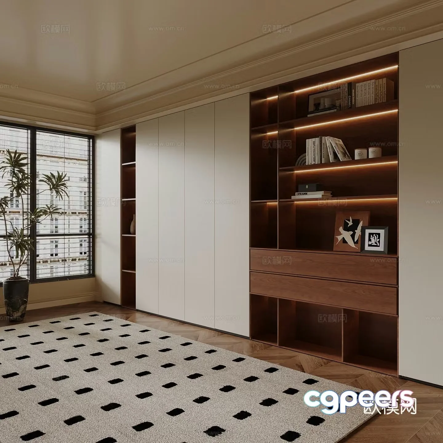 Modern bookcase Middle style bookcase 3D model