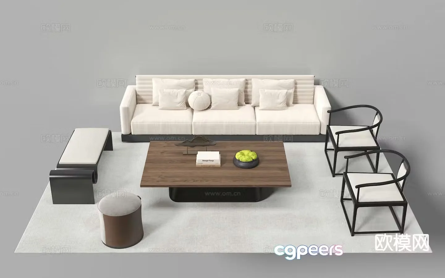 New Chinese style modular sofa 3d model