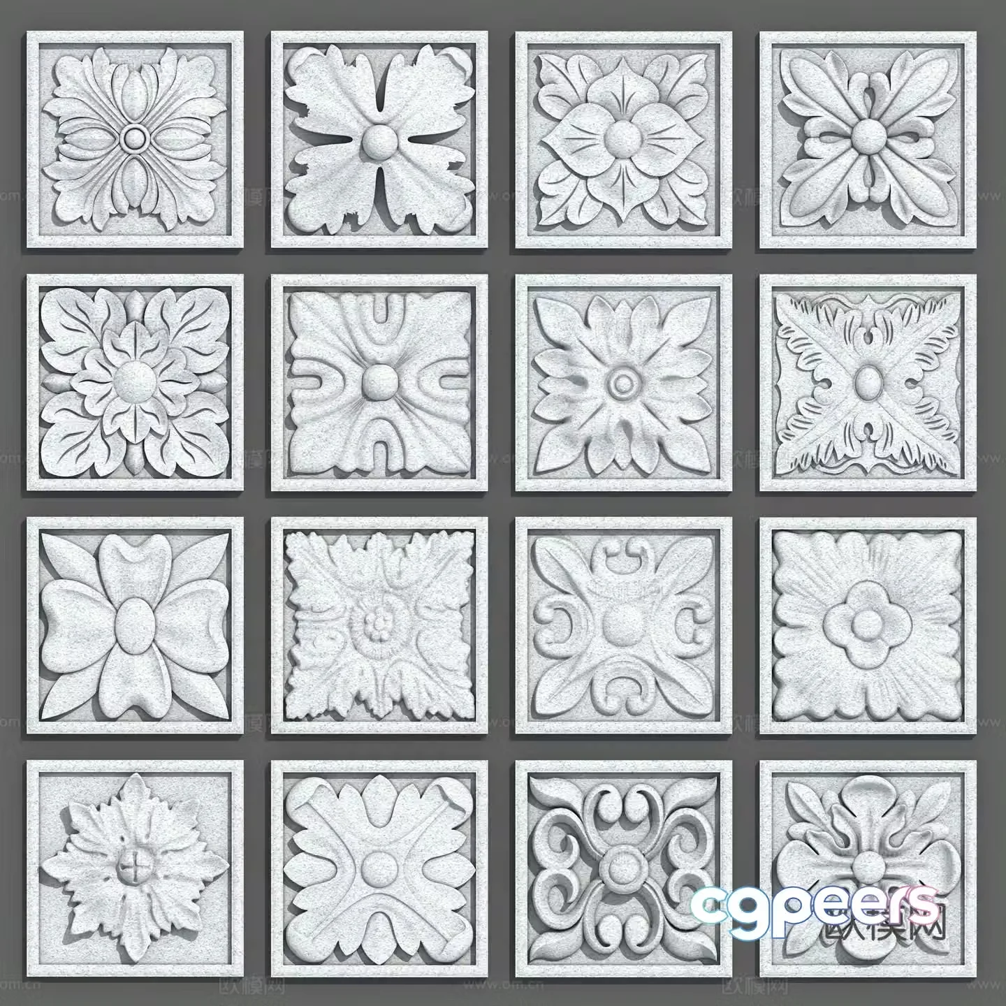 European relief hanging flower star anise flower sun flower carving 3d model
