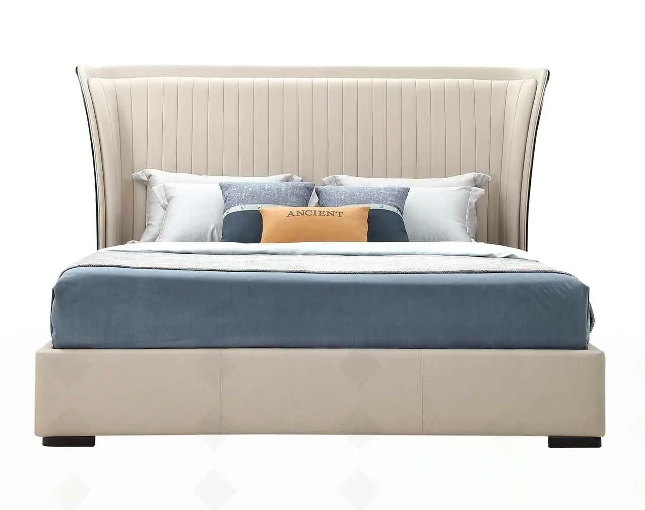 Beige Upholstered Bed 3D Model – 10590 – VRAY Render