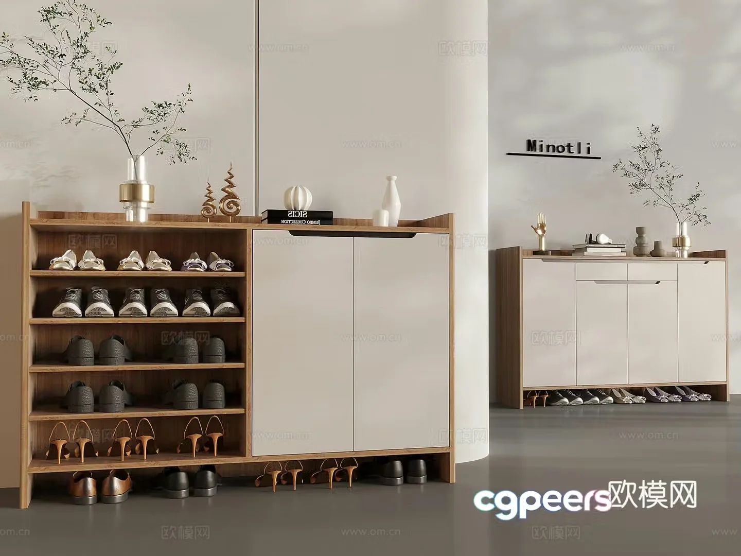 New Chinese modern shoe cabinet 3D model