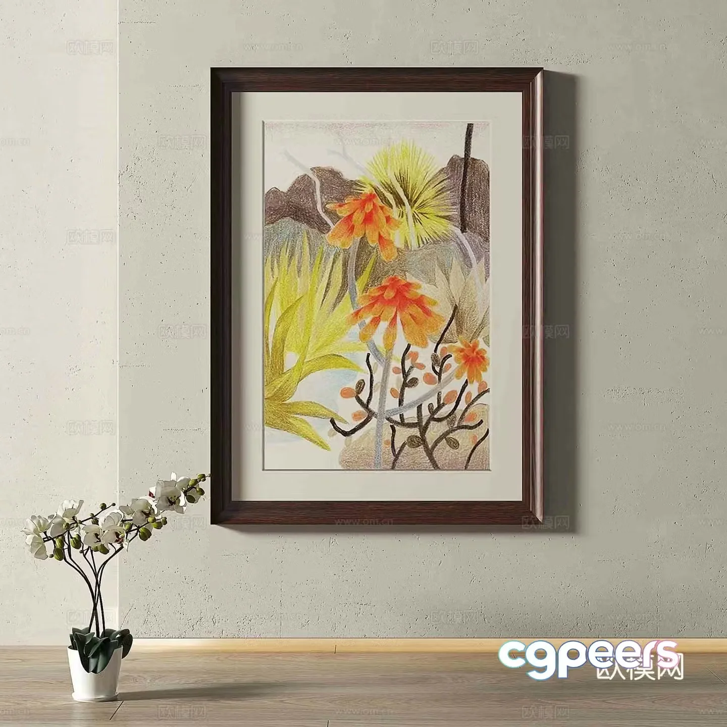 Modern European retro decorative painting 3d model