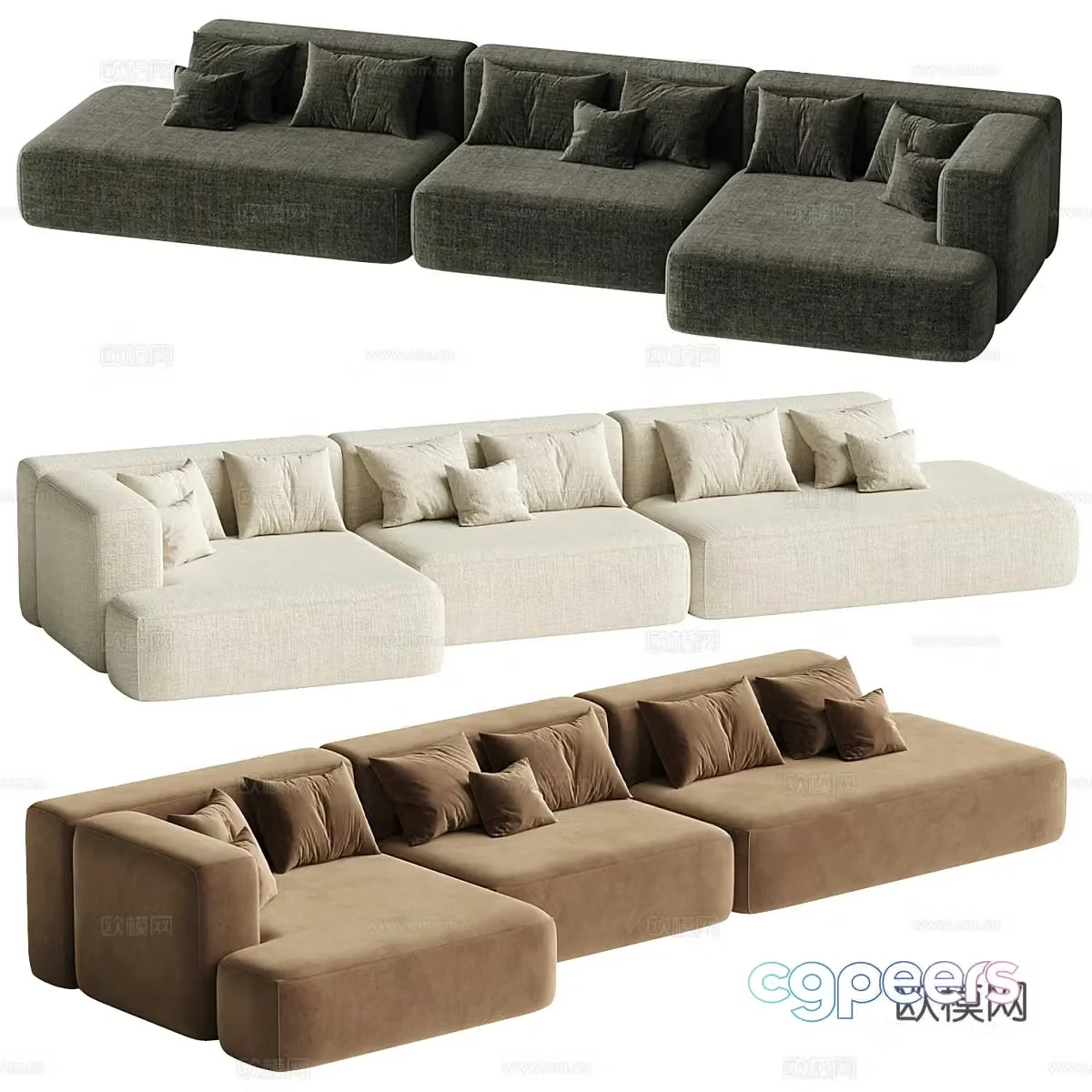 Modern Italian fabric combination sofa 3D model