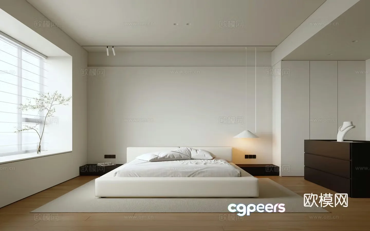 Modern minimalist bedroom 3d model
