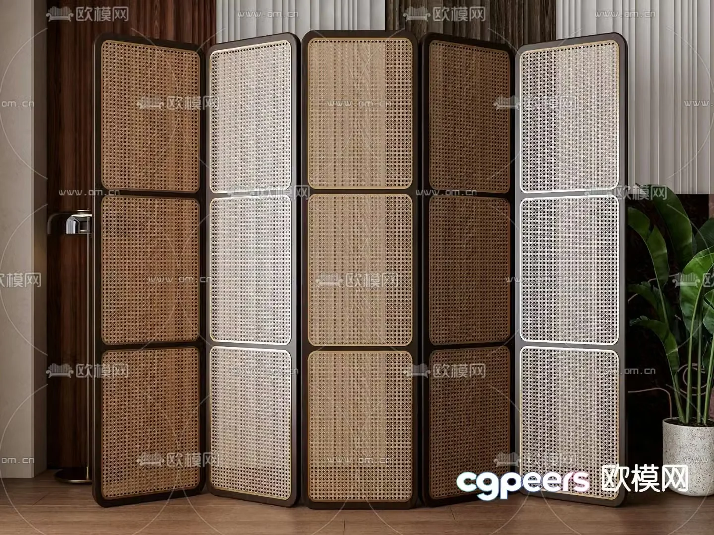 Rattan screen partition 3d model