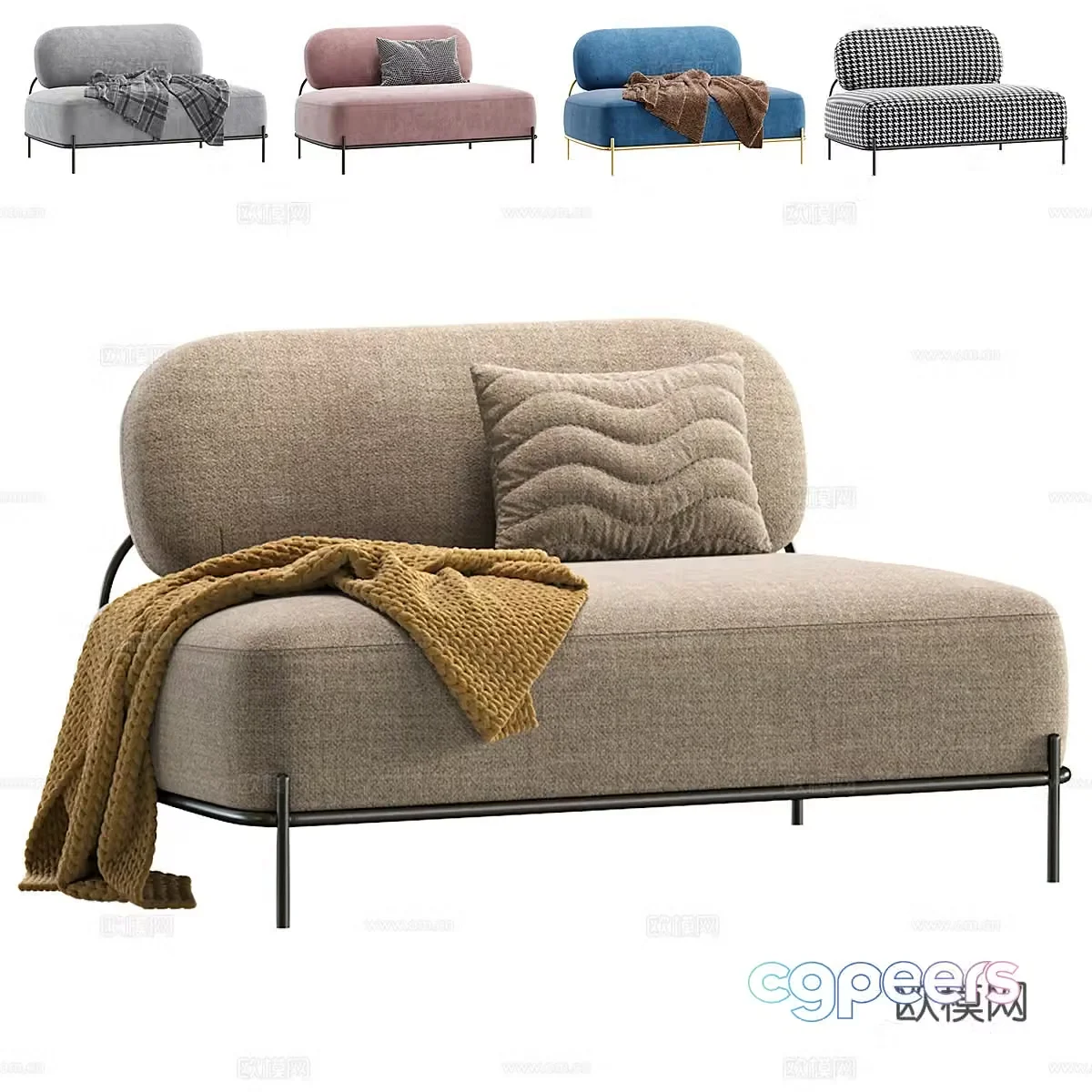 Nordic double sofa 3d model