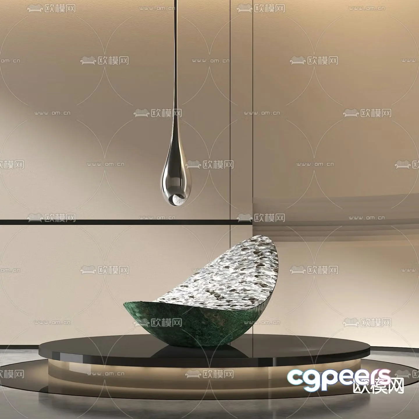 Water drop sculpture Sailing sculpture Lobby ornaments 3D model