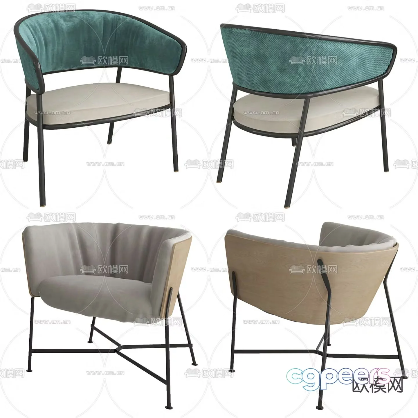 BAXTER fabric leisure chair 3d model