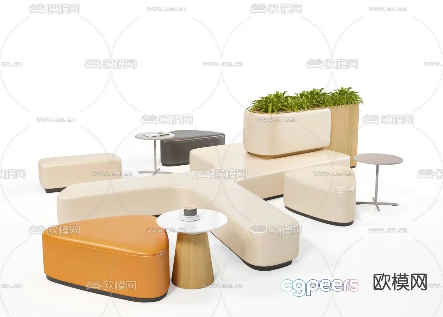 Office sofa lobby sofa public sofa 3d model