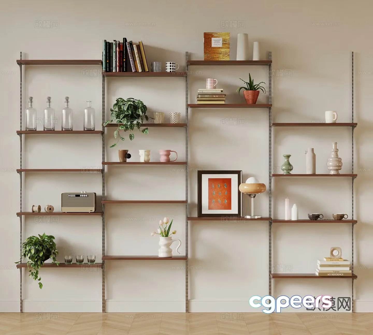 Middle style storage rack ornament 3D model