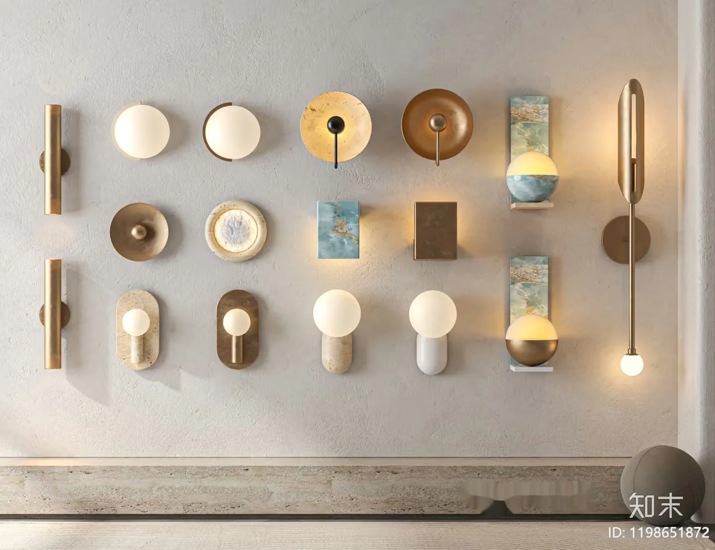 Gold Light Fixtures 3D Model – 12172 – VRAY Render