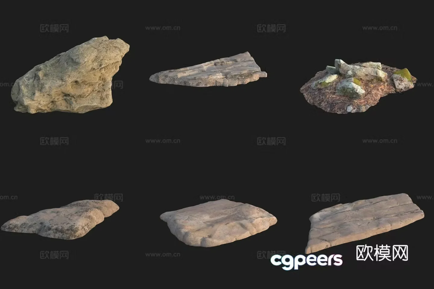 Granite rock stone stone 3d model