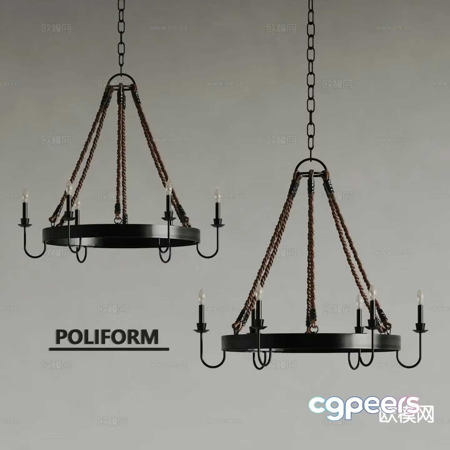 poliform retro chandelier 3d model