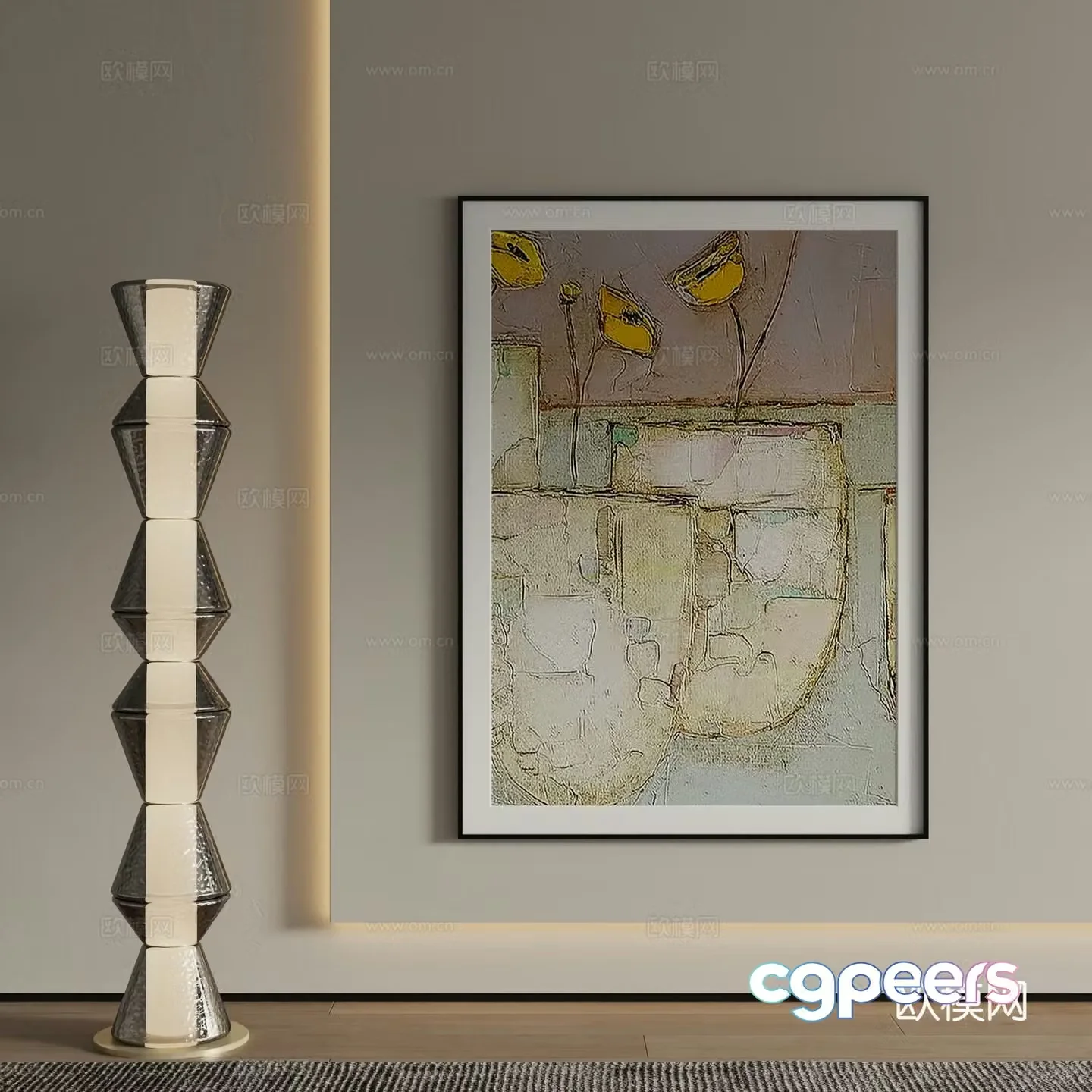 Modern abstract painting Decorative painting 3d model