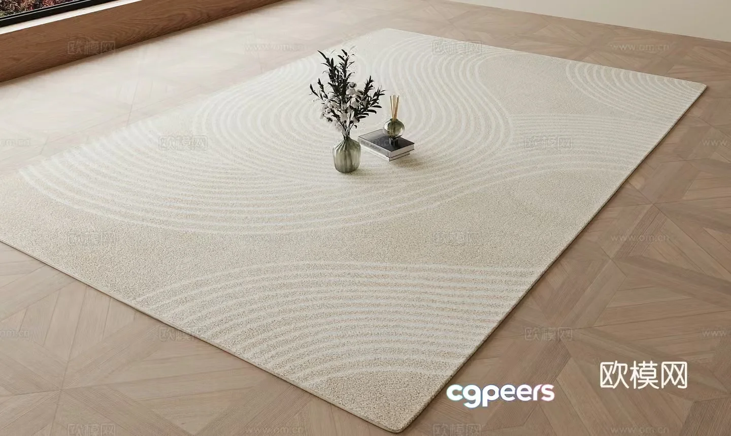 Medium cream style carpet 3d model