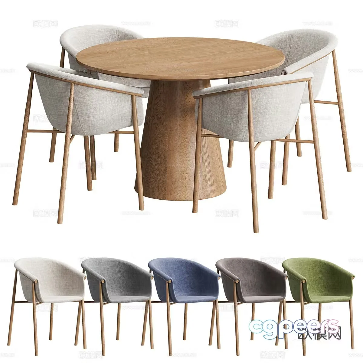 Modern Nordic dining table and chair 3d model