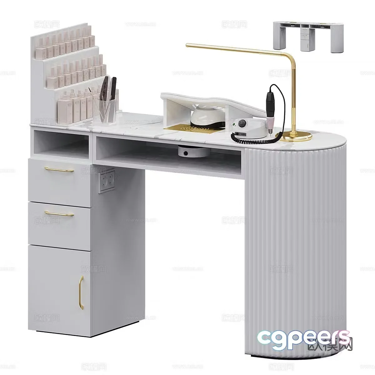 Modern cream style nail art table 3D model