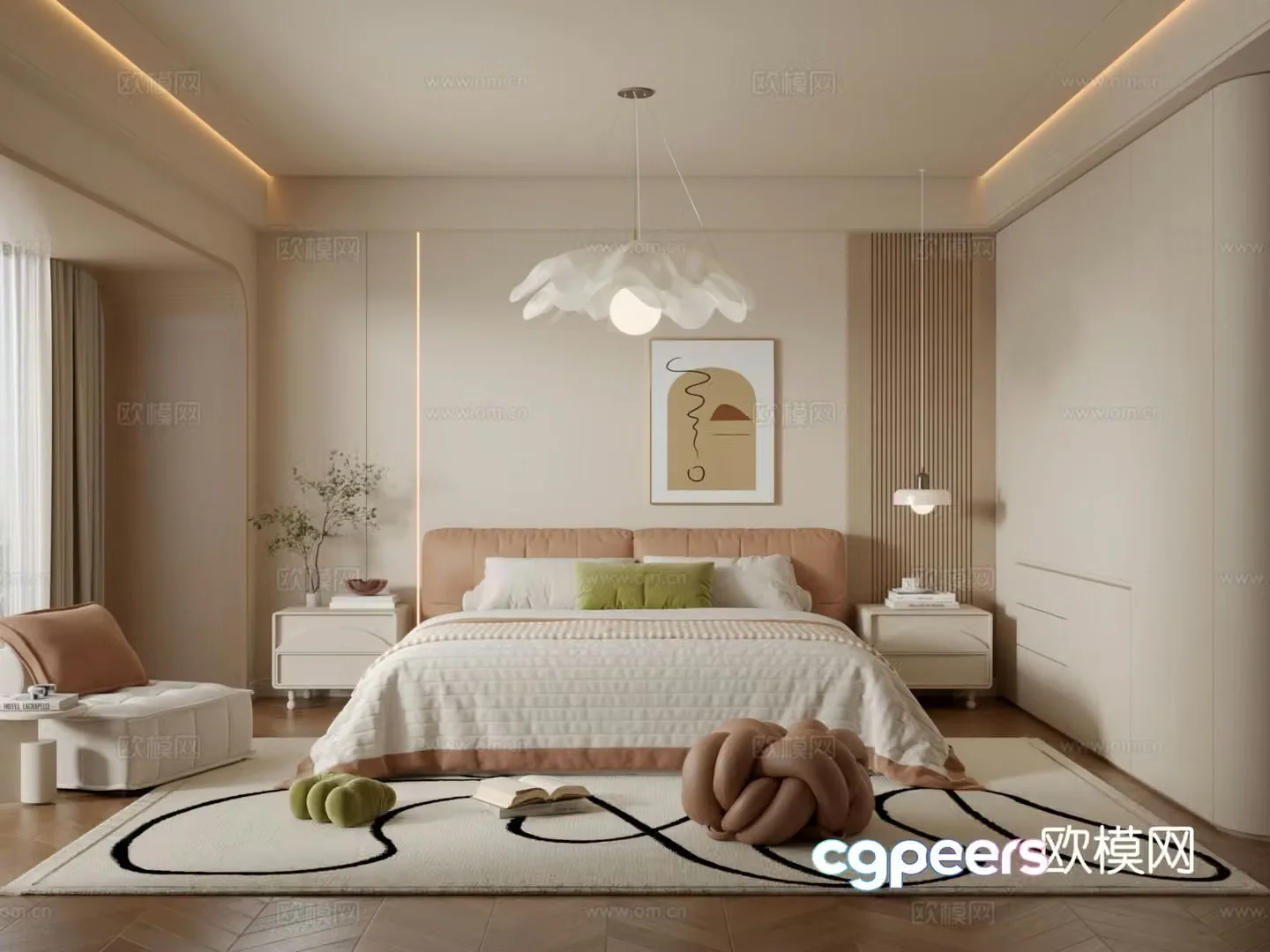 Cream style bedroom master bedroom 3d model