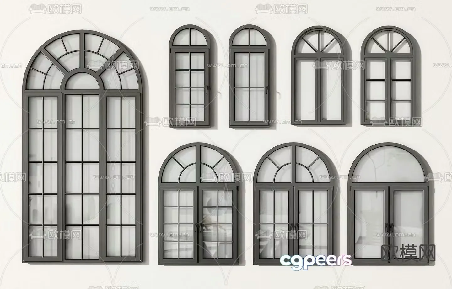 Simple European window casement window curved window 3D model