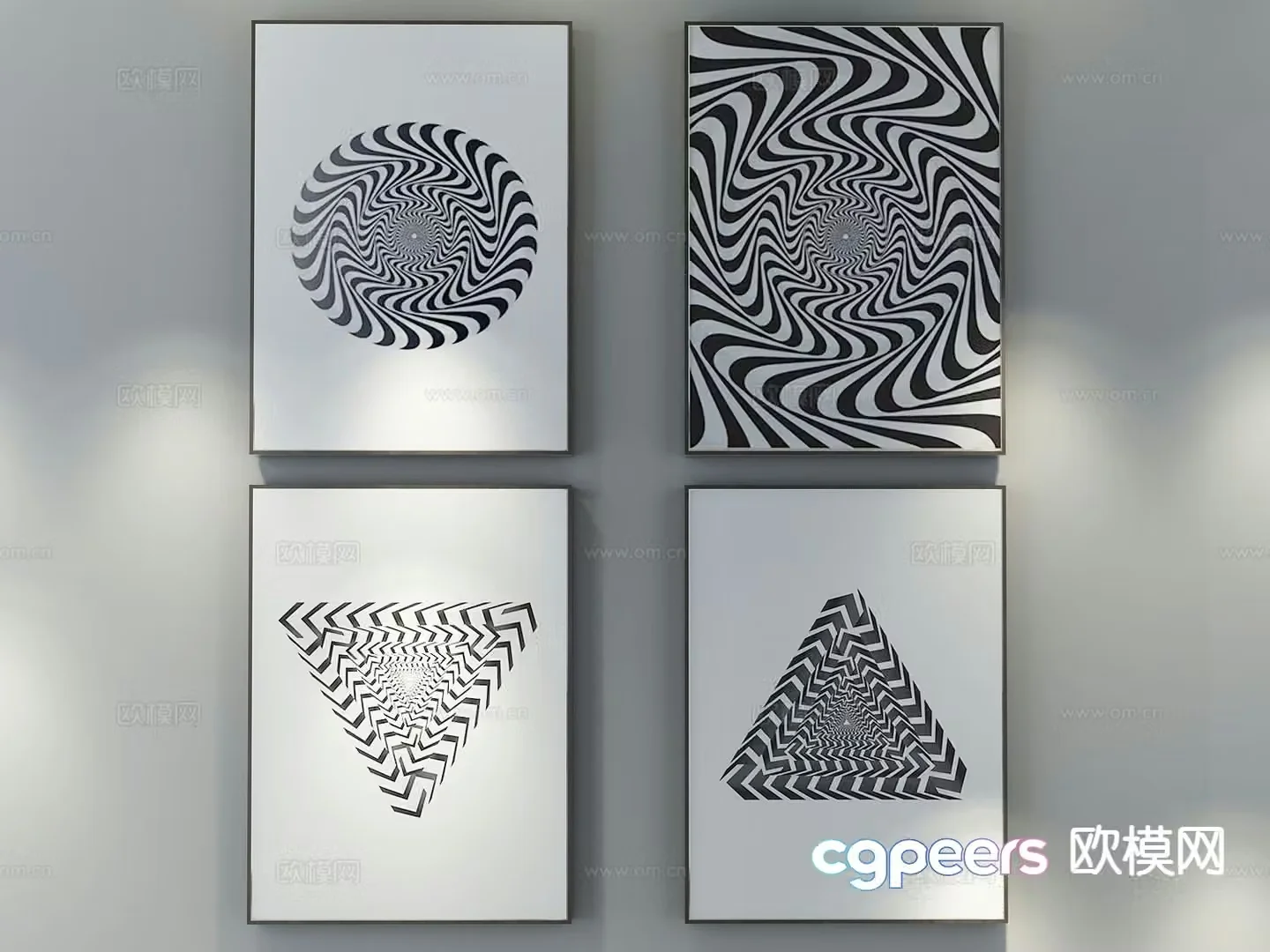 Modern visual hanging painting decorative painting 3D model