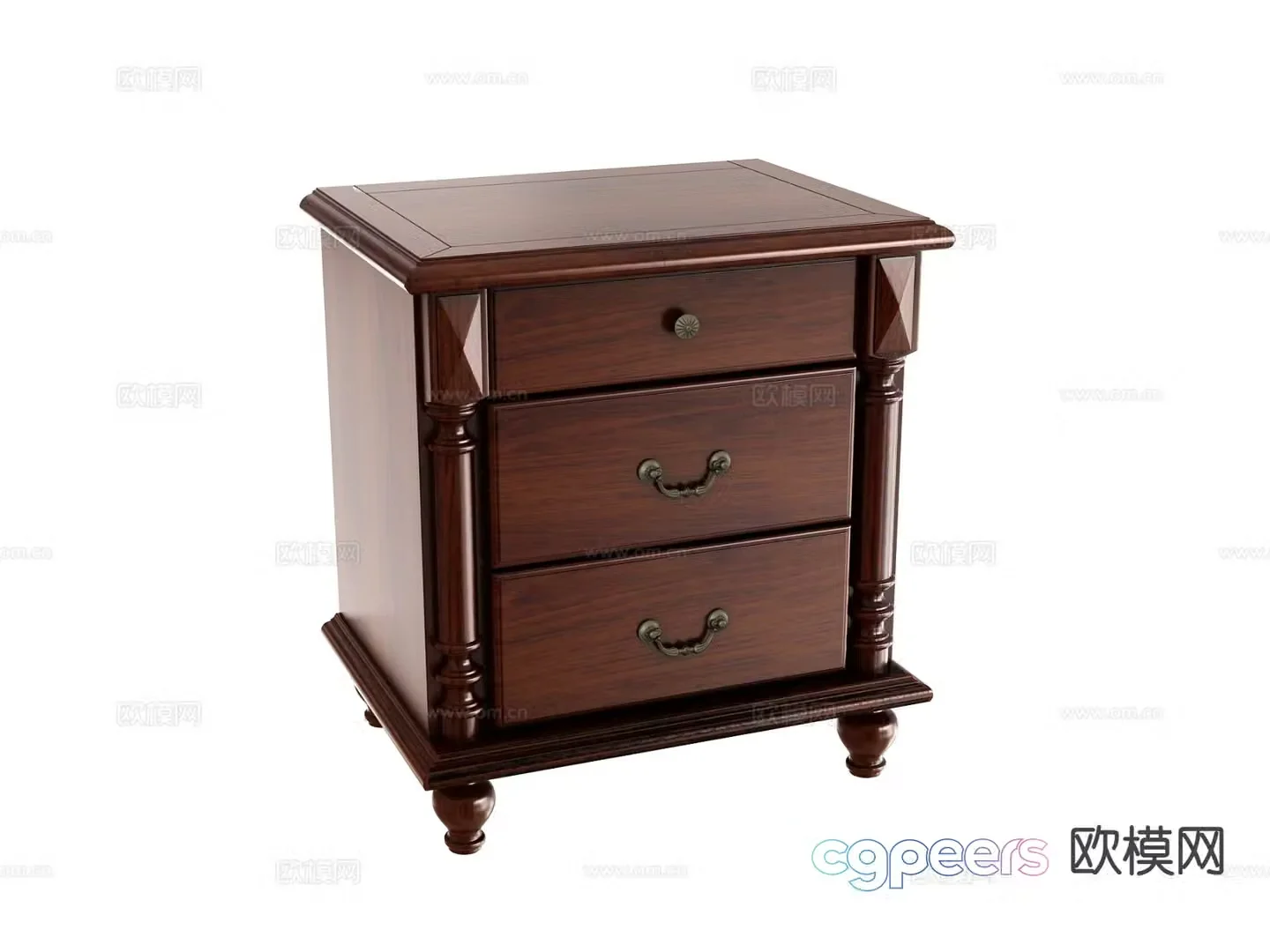 Simple European bedside table 3d model