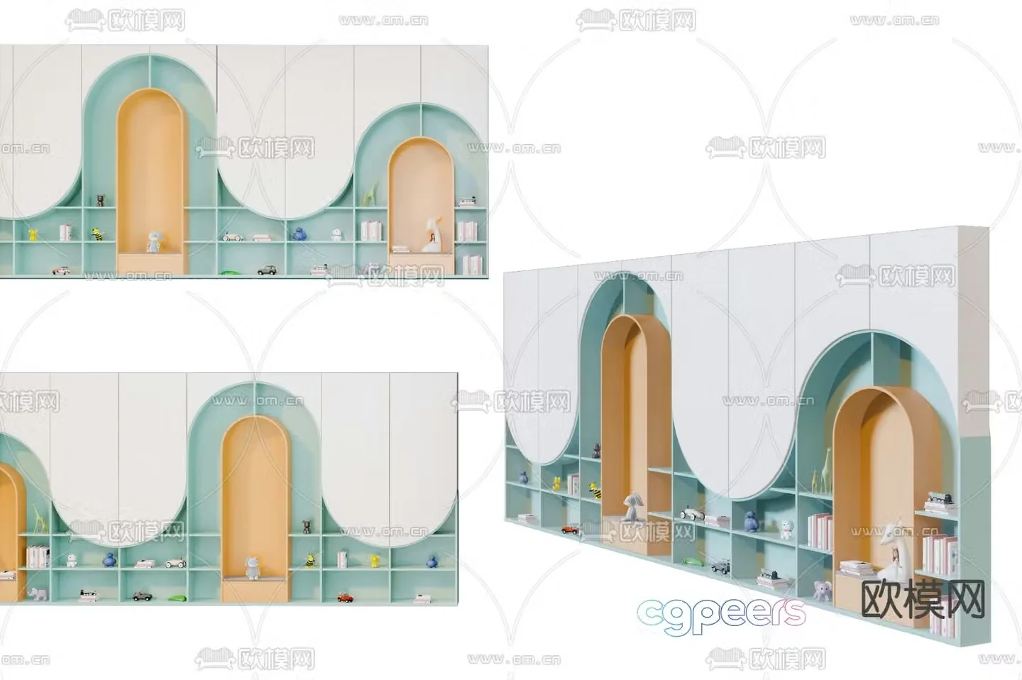Children’s bookcase storage cabinet 3d model