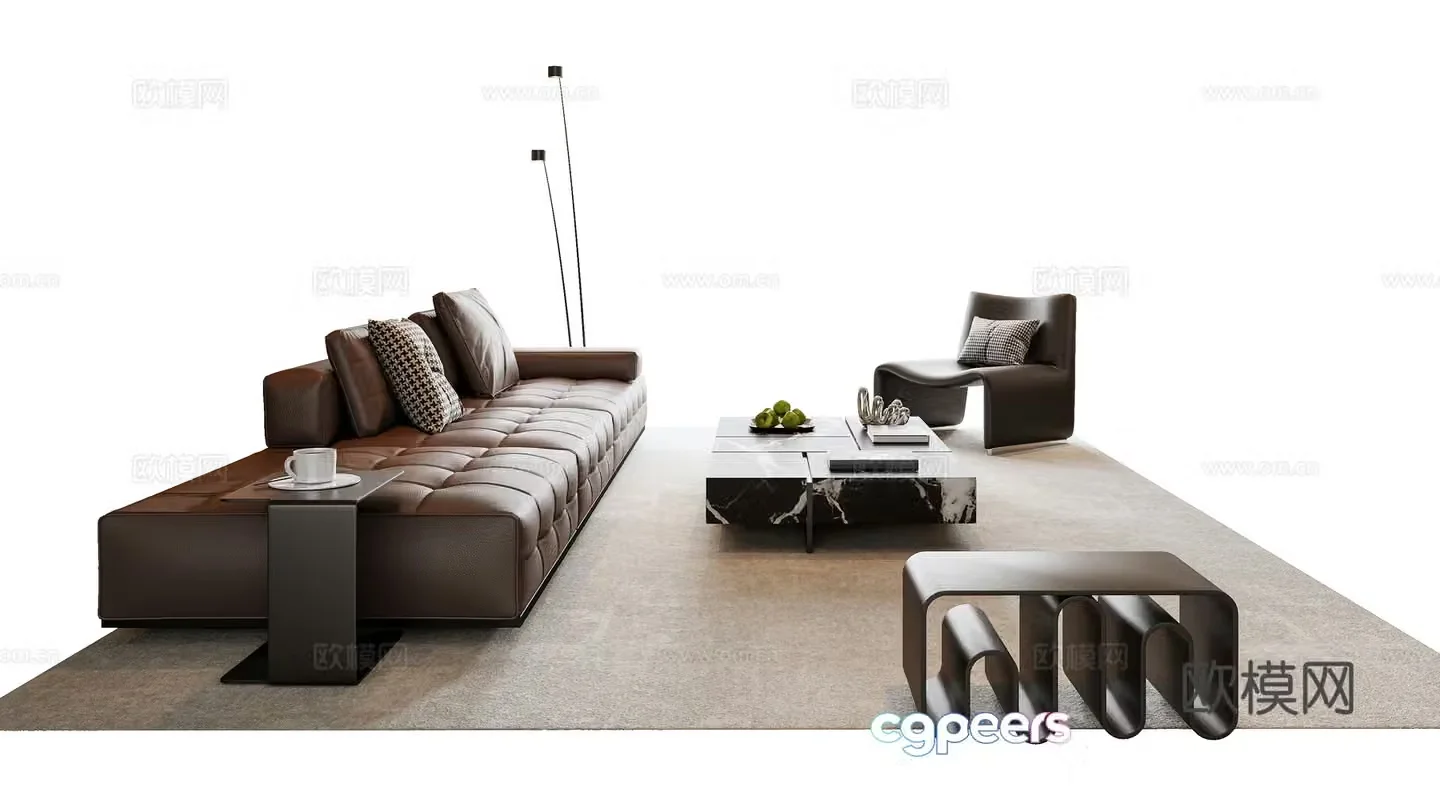 Italian sofa coffee table modular sofa 3d model