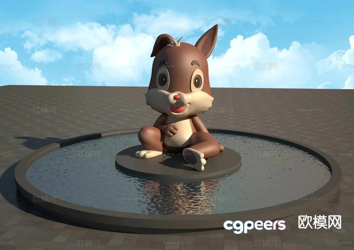 rabbit sculpture landscape sculpture 3d model