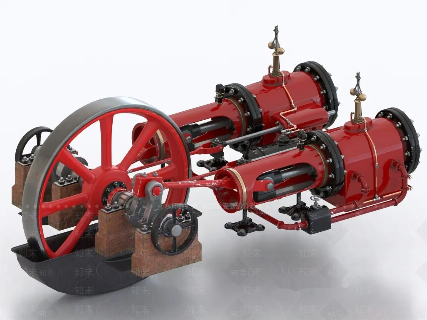 Steam Engine 3D Model – 568 – VRAY Render