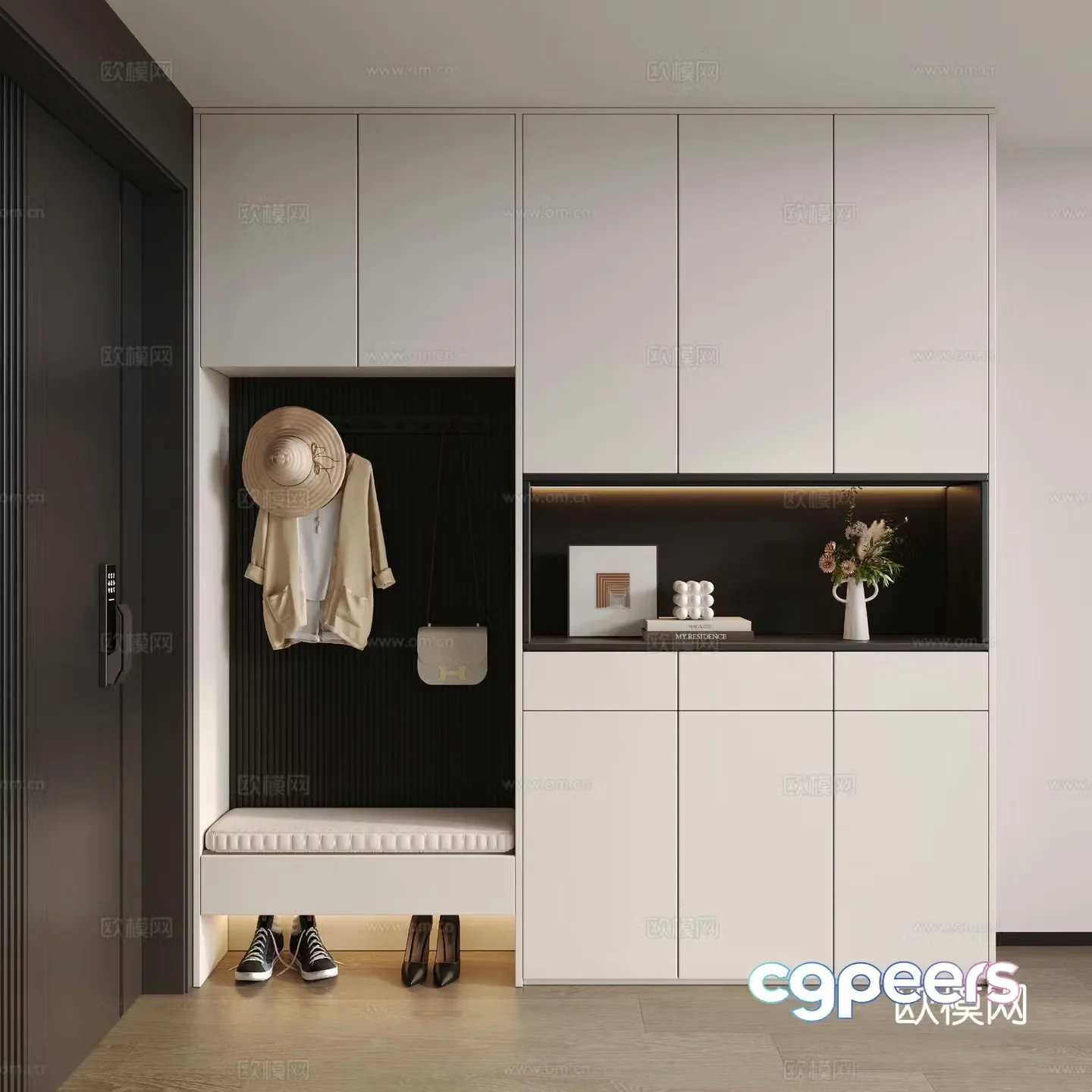 Modern entrance shoe cabinet 3d model